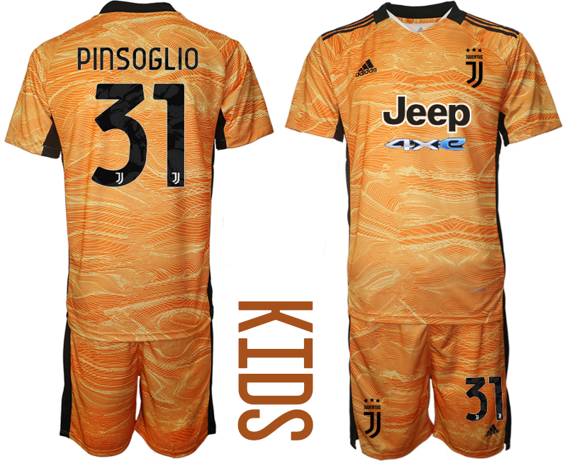 Youth 2021-2022 Club Juventus orange yellow goalkeeper #31 Soccer Jersey